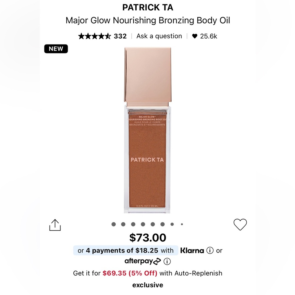 Brand new Patrick Ta Mini Soft Golden Bronze Body Oil